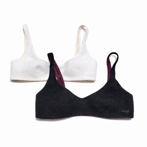 SLOGGI 2 Pack Bundle of Oxygene Infinite T-Shirt Soft Bras Ivory Black Womens XS